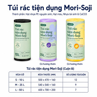 Túi rác tiện dụng Inochi - Soji màu Đen và loại có hương thơm size 10L, 25L, 50L