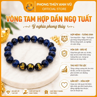Vòng tay 12 con giáp - vòng tam hợp dần ngọ tuất - mắt hổ xanh dương - may mắn tài lộc