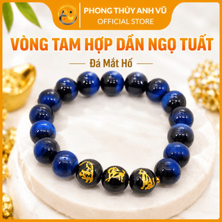 Vòng tay 12 con giáp - vòng tam hợp dần ngọ tuất - mắt hổ xanh dương - may mắn tài lộc