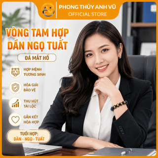 Vòng tay 12 con giáp - vòng tam hợp dần ngọ tuất - mắt hổ xanh dương - may mắn tài lộc