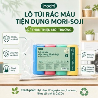Lô túi rác màu tiện dụng Inochi - Soji 4 x 10L, 25L, 50L có quai cầm(4 cuộn)