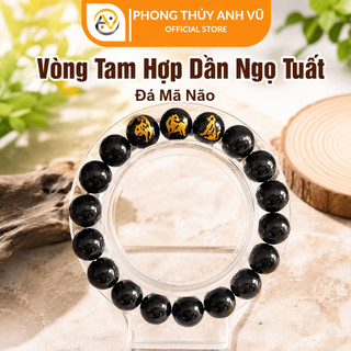 Vòng tam hợp tuổi dần - vòng tay tuổi dần - mã não đen tự nhiên - May mắn tài lộc bình an