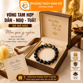 Vòng tam hợp tuổi dần - vòng tay tuổi dần - mã não đen tự nhiên - May mắn tài lộc bình an