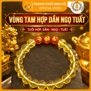 Vòng phong thủy tuổi ngọ - vòng tam hợp tuổi ngọ - thạch anh vàng trơn - may mắn tài lộc bình an