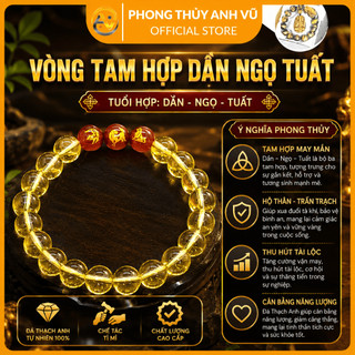 Vòng phong thủy tuổi ngọ - vòng tam hợp tuổi ngọ - thạch anh vàng trơn - may mắn tài lộc bình an