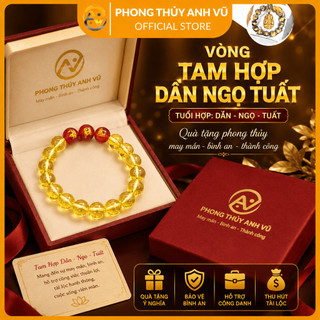 Vòng phong thủy tuổi ngọ - vòng tam hợp tuổi ngọ - thạch anh vàng trơn - may mắn tài lộc bình an