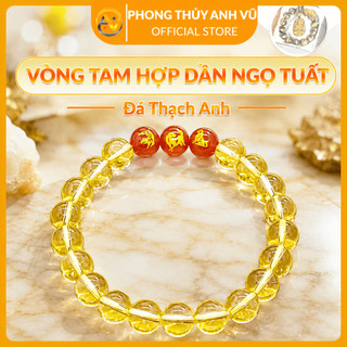 Vòng phong thủy tuổi ngọ - vòng tam hợp tuổi ngọ - thạch anh vàng trơn - may mắn tài lộc bình an