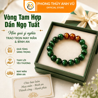 Vòng tam hợp dần ngọ tuất - vòng tay tuổi tuất - mắt hổ xanh lục - may mắn tài lộc bình an