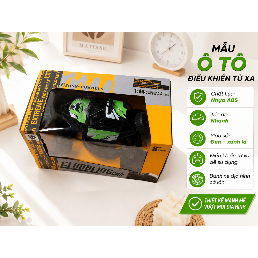 Ô Tô Điều Khiển Từ Xa Địa Hình, Nhựa ABS, Bánh Xe Lớn, Tốc Độ Nhanh, Điều Khiển Không Dây