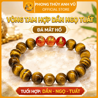 Vòng tay phong thủy tuổi dần - vòng tam hợp tuổi dần - mắt hổ vàng nâu - may mắn tài lộc bình an
