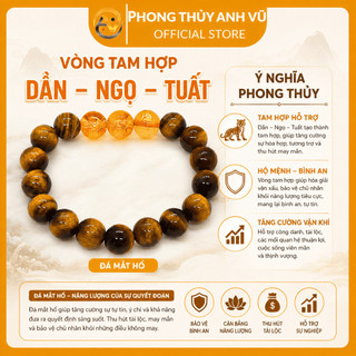 Vòng phong thủy tuổi ngọ - vòng tay tam hợp tuổi ngọ - mắt hổ vàng nâu - may mắn tài lộc bình an