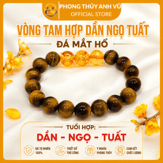 Vòng phong thủy tuổi ngọ - vòng tay tam hợp tuổi ngọ - mắt hổ vàng nâu - may mắn tài lộc bình an