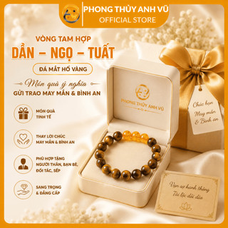 Vòng phong thủy tuổi ngọ - vòng tay tam hợp tuổi ngọ - mắt hổ vàng nâu - may mắn tài lộc bình an