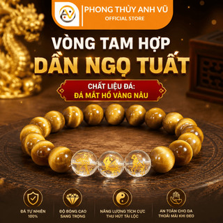 Vòng tam hợp dần ngọ tuất - vòng phong thủy tuổi tuất - mắt hổ nâu đất - may mắn tài lộc bình an