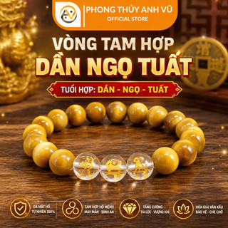 Vòng tam hợp dần ngọ tuất - vòng phong thủy tuổi tuất - mắt hổ nâu đất - may mắn tài lộc bình an