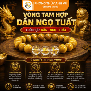 Vòng tam hợp dần ngọ tuất - vòng phong thủy tuổi tuất - mắt hổ nâu đất - may mắn tài lộc bình an
