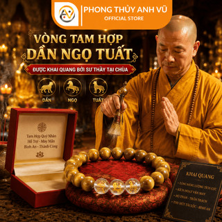 Vòng tam hợp dần ngọ tuất - vòng phong thủy tuổi tuất - mắt hổ nâu đất - may mắn tài lộc bình an