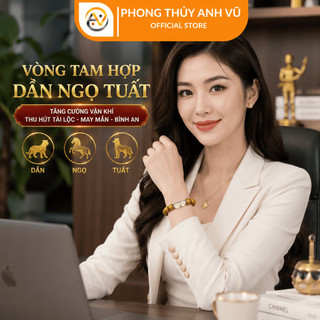 Vòng tam hợp dần ngọ tuất - vòng phong thủy tuổi tuất - mắt hổ nâu đất - may mắn tài lộc bình an