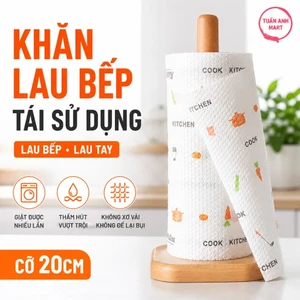 Combo 3 cuộn Khăn giấy lau đa năng lau bếp, lau tay cuộn trắng có thể giặt được và tái sử dụng cỡ 20cm