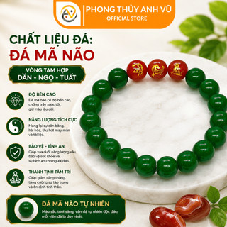 Vòng tam hợp quý nhân tuổi dần - vòng tay tuổi dần - mã não xanh lá - may mắn tài lộc bình an