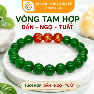 Vòng tam hợp quý nhân tuổi dần - vòng tay tuổi dần - mã não xanh lá - may mắn tài lộc bình an