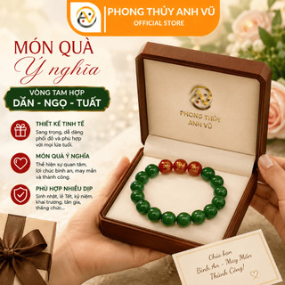 Vòng tam hợp quý nhân tuổi dần - vòng tay tuổi dần - mã não xanh lá - may mắn tài lộc bình an