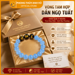 Vòng tay tam hợp dàn ngọ tuất - vòng tay tuổi ngọ - chất liệu mã não xanh - may mắn tài lộc