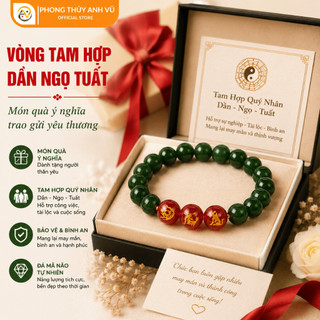 Vòng tay may mắn tuổi dần - vòng tam hợp dần ngọ tuất - chất liệu mã não xanh - may mắn tài lộc