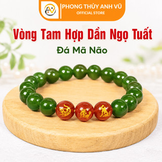 Vòng tay may mắn tuổi dần - vòng tam hợp dần ngọ tuất - chất liệu mã não xanh - may mắn tài lộc
