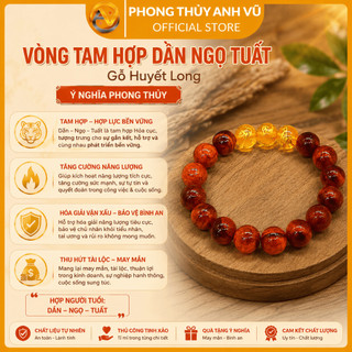 Vòng gỗ huyết long - vòng tay tam hợp tuổi dần - chất liệu gỗ huyết rồng - may mắn tài lộc