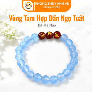 Vòng tay mã não - vòng tam hợp dần ngọ tuất - chất liệu mã não xanh - may mắn tài lộc bình an