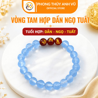 Vòng tay mã não - vòng tam hợp dần ngọ tuất - chất liệu mã não xanh - may mắn tài lộc bình an