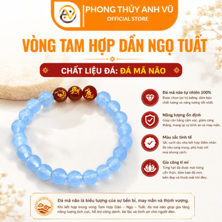 Vòng tay mã não - vòng tam hợp dần ngọ tuất - chất liệu mã não xanh - may mắn tài lộc bình an
