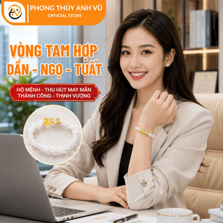 Vòng tay tuổi ngọ - vòng tam hợp dần ngọ tuất - chất liệu mã não trắng - may mắn tài lộc