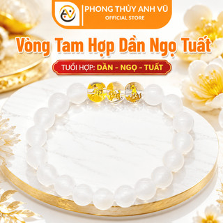 Vòng tay tuổi ngọ - vòng tam hợp dần ngọ tuất - chất liệu mã não trắng - may mắn tài lộc