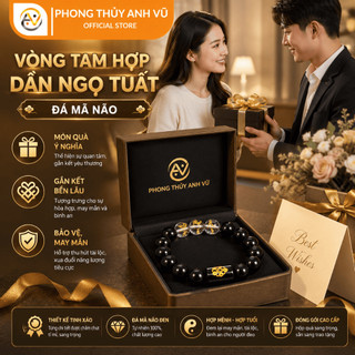 Vòng tay mệnh mộc - vòng tam hợp quý nhân dần ngọ tuất - chất liệu mã não đen - may mắn tài lộc