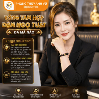Vòng tay mệnh mộc - vòng tam hợp quý nhân dần ngọ tuất - chất liệu mã não đen - may mắn tài lộc