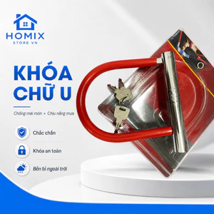 Khoá chữ U chống trộm bọc caosu PP, khóa U inox U bọc nhựa cao su, Khóa U xe máy loại 1