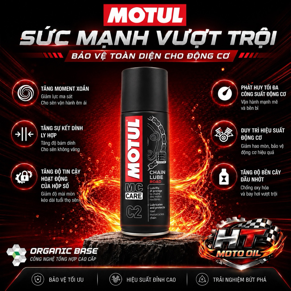 Motul Xịt Sên Xích C2 Chain Lube Road 0.15L - Dầu Bôi Trơn Sên Xích Cho Xe Máy Hiệu Quả