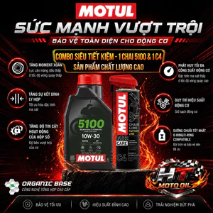 Motul Combo Siêu Tiết Kiệm 5100 & C4 - Dầu nhớt 10W-30 & Dầu xích MC Care - Sản phẩm chất lượng cao