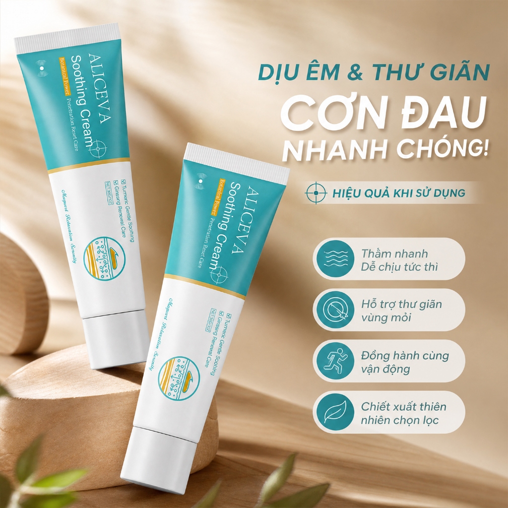 Gel Làm Dịu Khớp Tay ALICEVA Soothing Massage  Hỗ Trợ Giảm Đau Cổ Tay Ngón Tay, Khớp Cổ Vai Gáy 30g