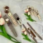 Set 3 Miếng Dán Tóc Cố Định Mái Kitty Cho Bé Gái - Kẹp Dán Tóc Vải Caro Tone Nâu Vintage Đáng Yêu Dễ Thương
