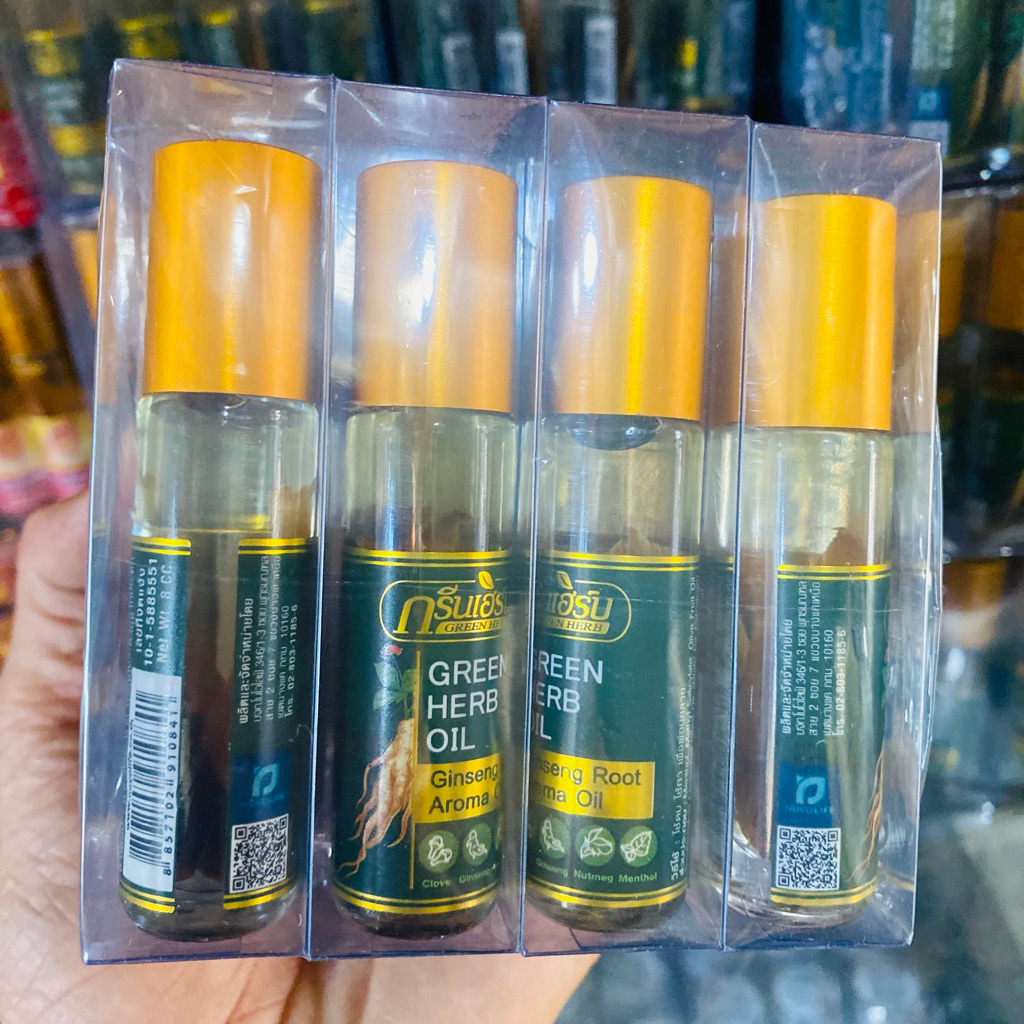 [Sỉ Lốc 12 Chai] Dầu Lăn Nhân Sâm Green Herb Oil Thái Lan 8ml - Dầu Sâm Thảo Dược Giảm Đau Đầu Say Xe Chính Hãng⁠