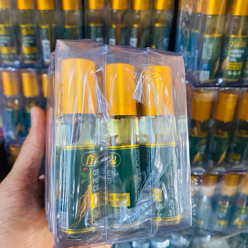 [Sỉ Lốc 12 Chai] Dầu Lăn Nhân Sâm Green Herb Oil Thái Lan 8ml - Dầu Sâm Thảo Dược Giảm Đau Đầu Say Xe Chính Hãng⁠