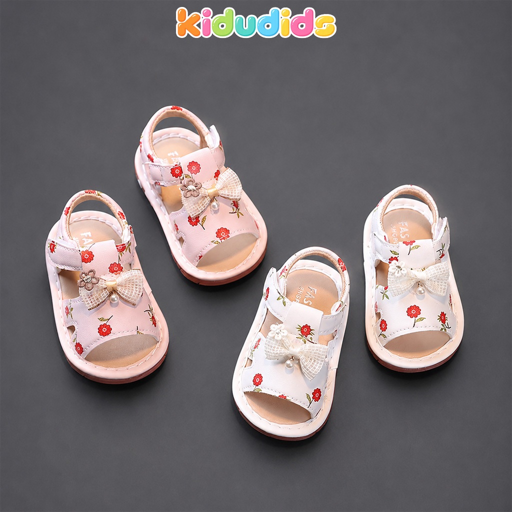 Dép Sandal Bé Gái Kidudids Dép Tập Đi Bé Gái Hoa Nơ Chống Trượt Êm Chân Size 16-20