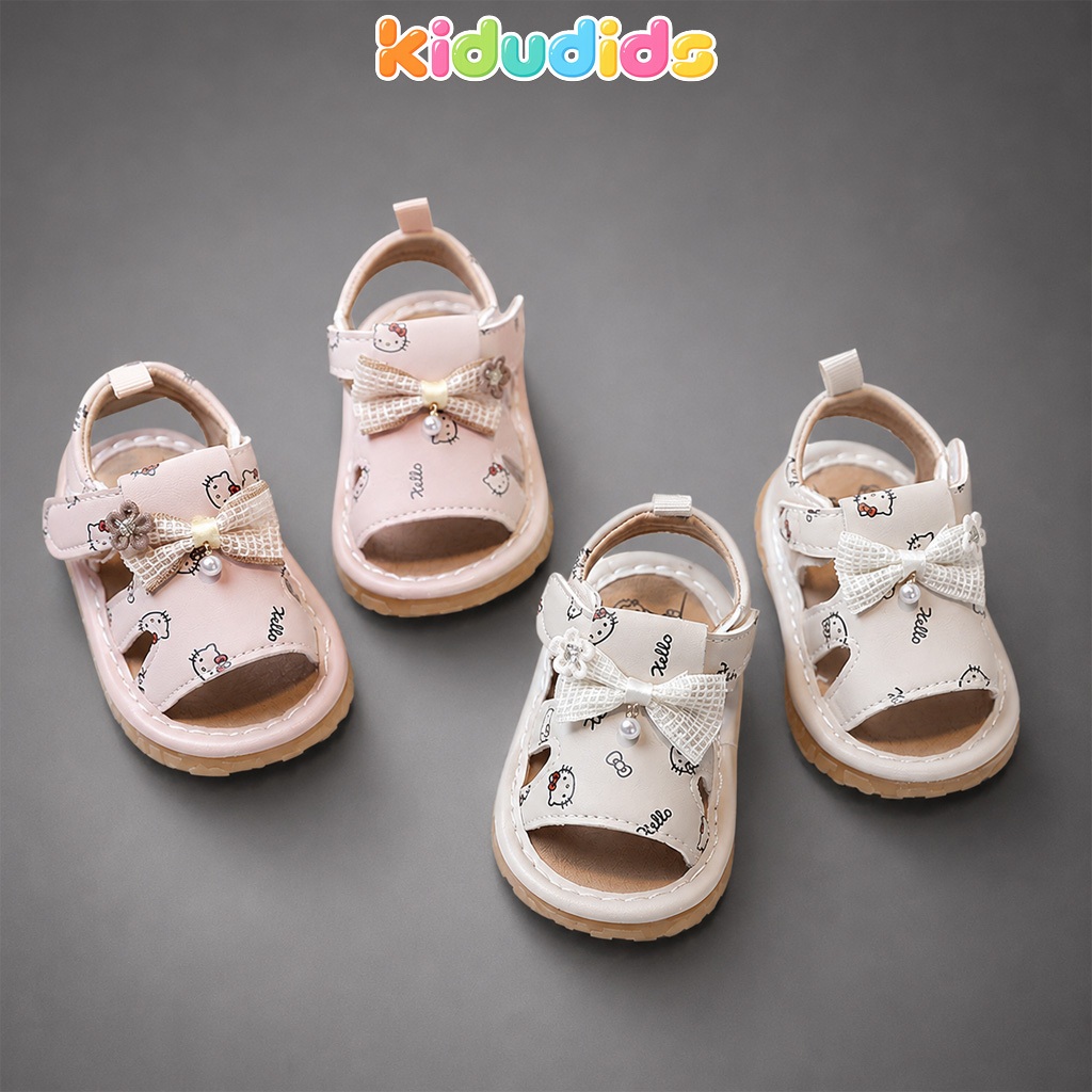 Dép Sandal Bé Gái Tập Đi Kidudids Hình Gấu Hoa Dễ Thương Chống Trượt Êm Chân Tập Đi Size 16-20