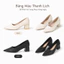 IKUNKA Giày Cao Gót 5cm Nữ Da Mềm, Sandal Quai Ngang Thanh Lịch, Giày Công Sở Style Hàn Quốc