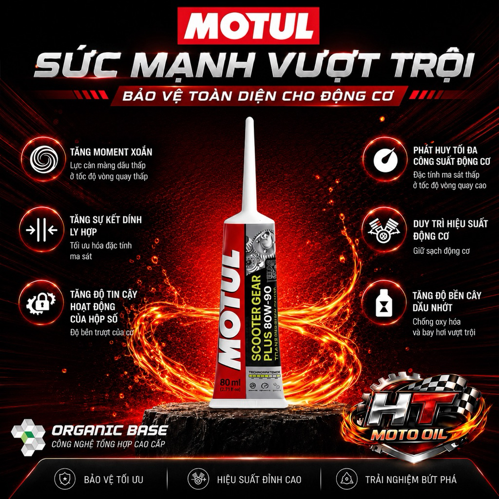 Motul Dầu Hộp Số Xe Tay Ga SCOOTER GEAR PLUS 80W90 120ml - Nhớt Láp Nhớt Tăng Độ Mượt & Chịu Cực Áp Tốt