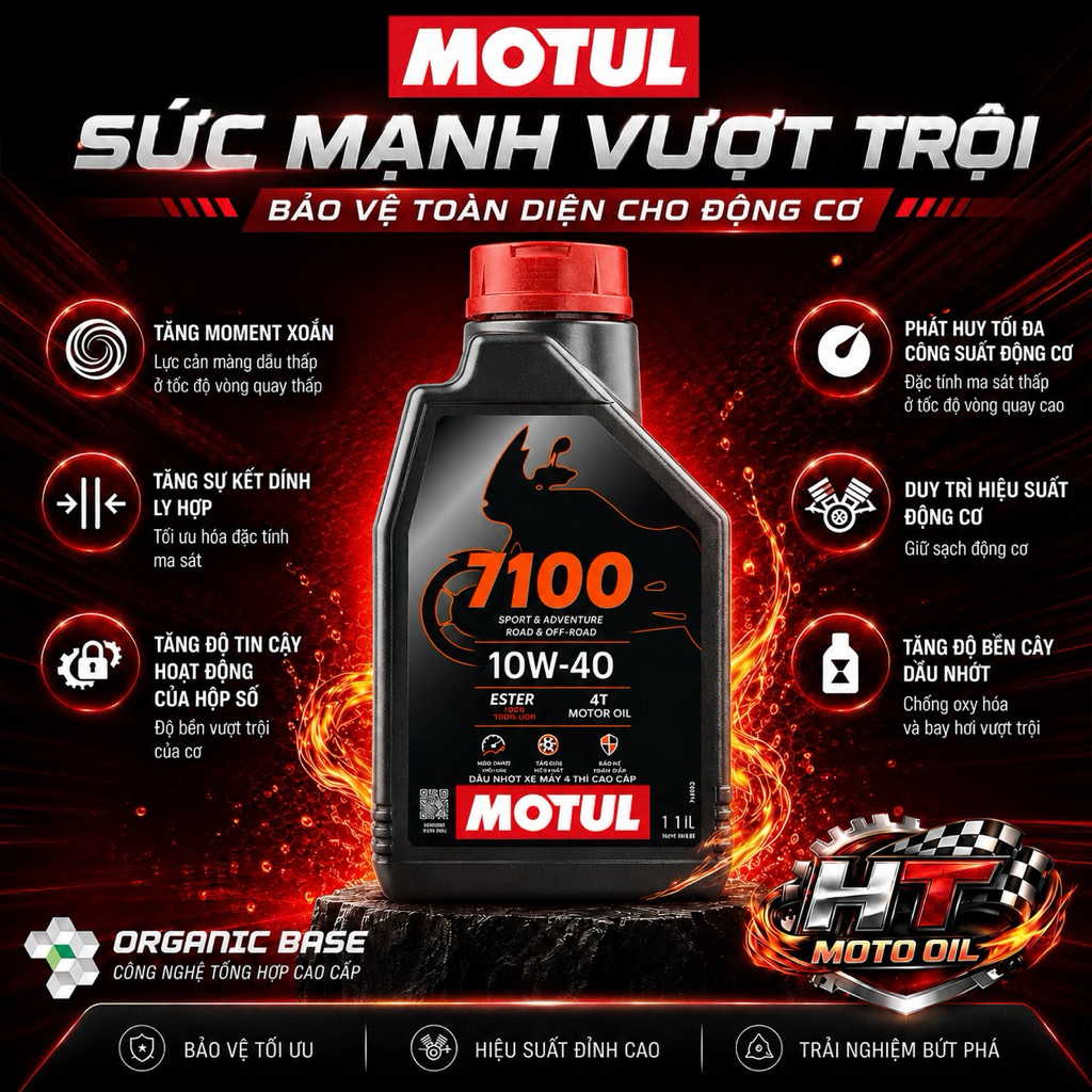 Motul Dầu Nhớt Xe Máy Cao Cấp Tổng Hợp Motul 7100 4T 10W40 1L Chính Hãng Chuẩn API SN JASO MA2