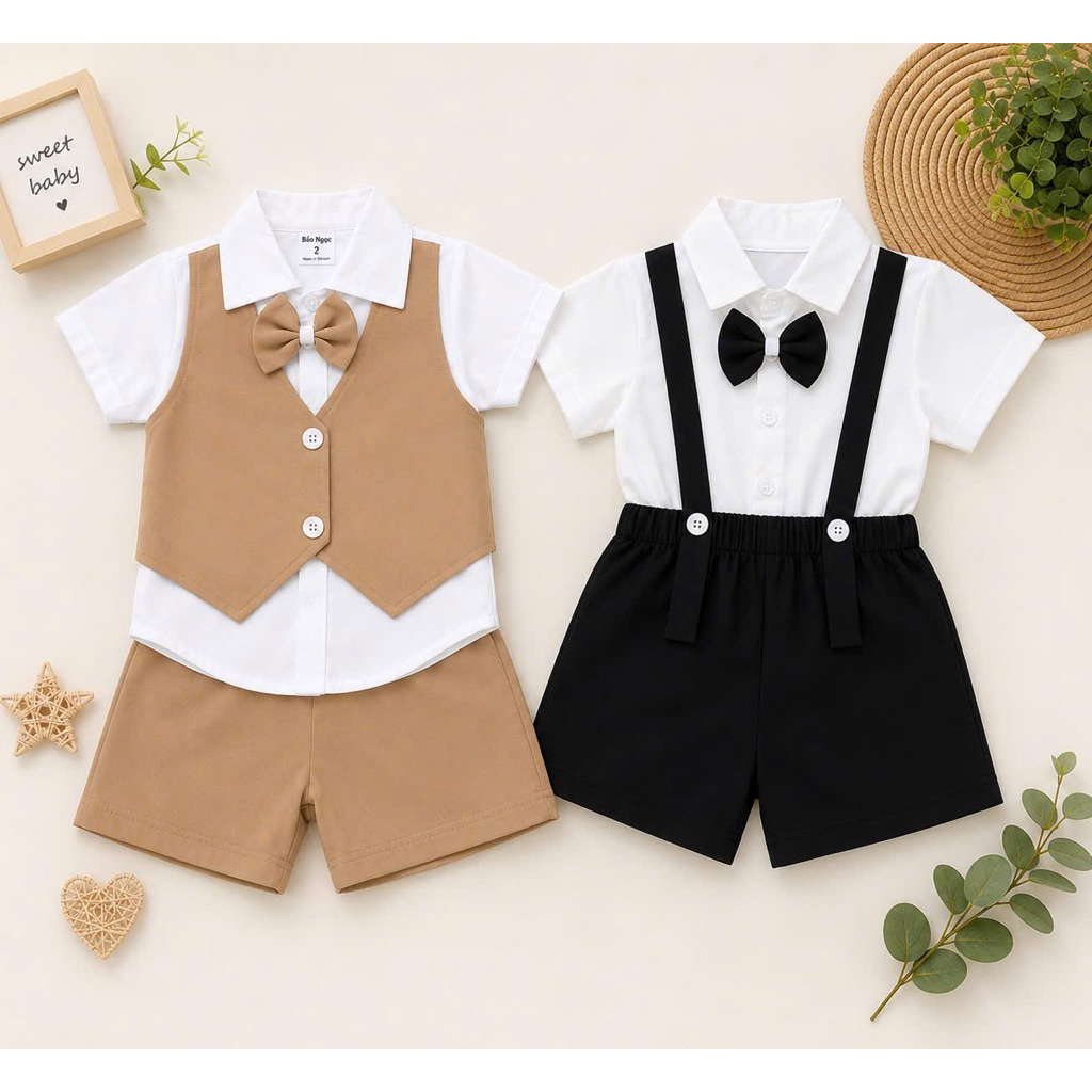 Bộ gi-lê 3 chi tiết cho bé trai sang trọng lịch sự